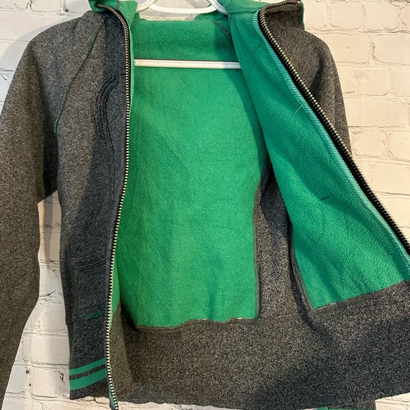 lululemon athletica Gray and Green full zip scuba Hoodie - Picture 3 of 14